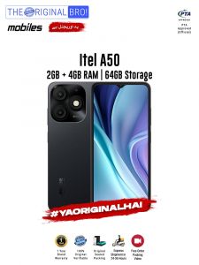 Itel A50 - 2GB RAM - 64GB Storage - PTA Approved - 12 Months Warranty - Black - The Original Bro Mobiles - TOB41